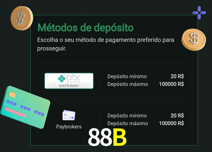 O cassino 88B oferece uma grande variedade de métodos de pagamento